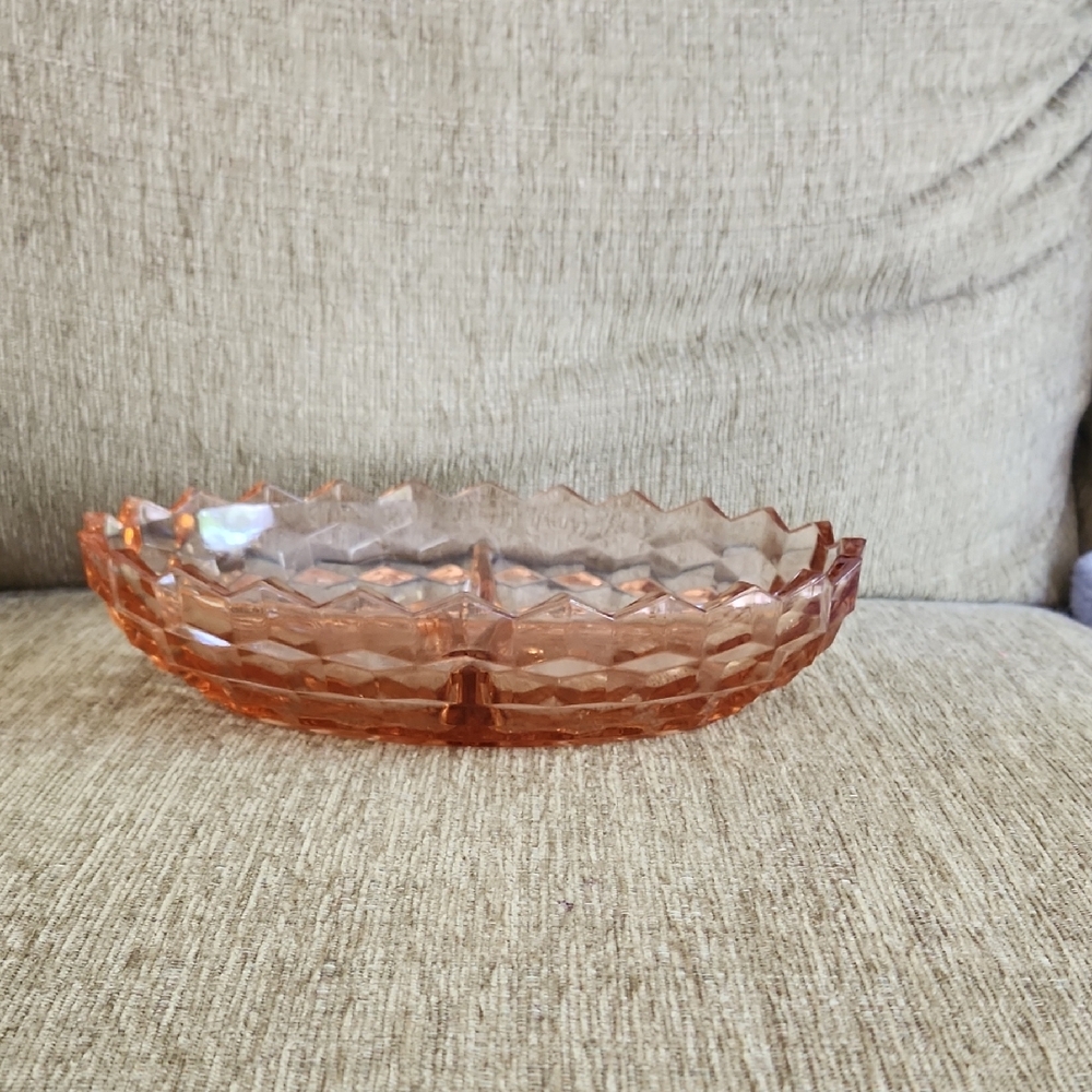 Vtg Depression Pink Glass Bowl